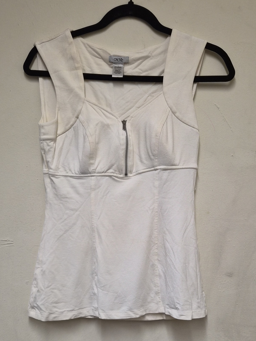 Cache White Zip-Front Sleeveless Camisole Tank Size S